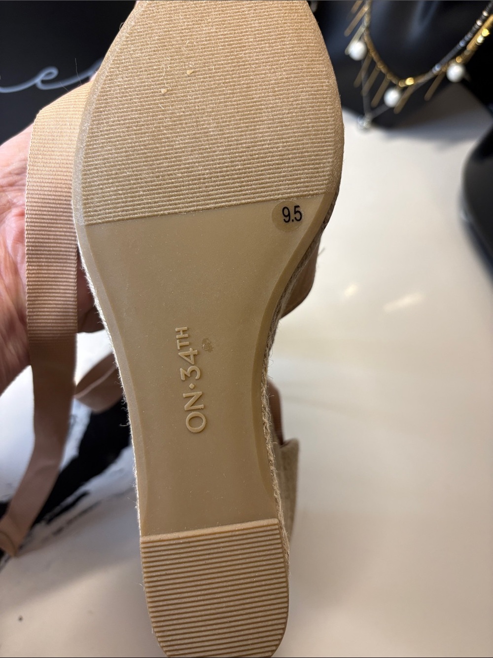 On-34th Blush Espadrille Wedge Sandals with Ankle Tie - Picture 8 of 9